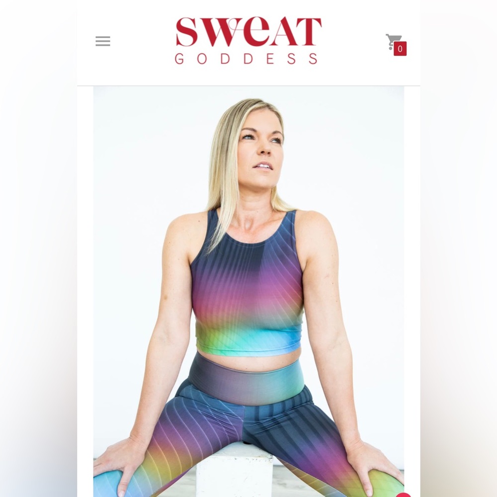 ✨Sweat Goddess Geo Rainbow Matching Top and Bottom Set. Size‎ Medium✨